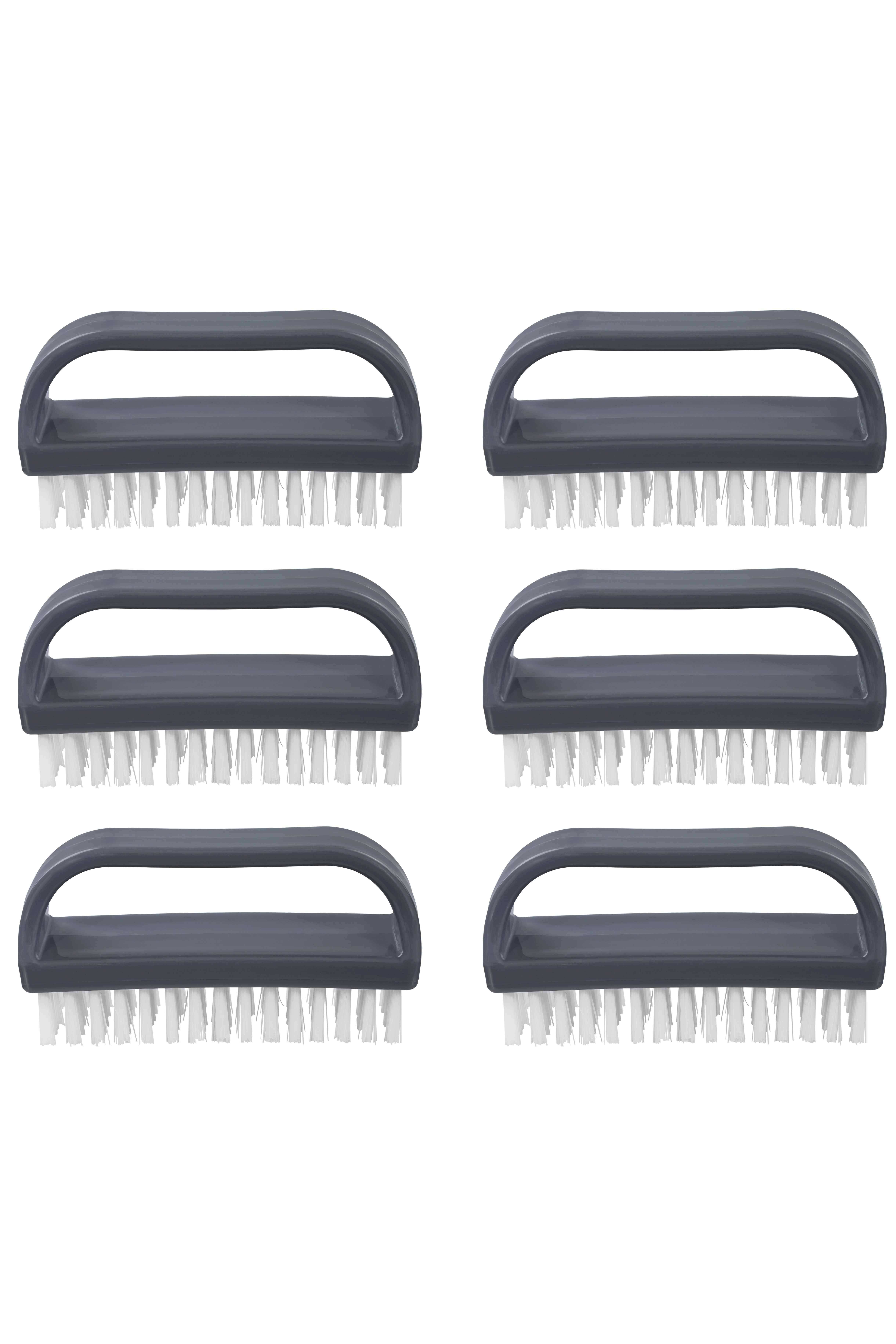 Superio Stiff Grey Nail Brush Cleaner with Handle 6 Pack, Durable Scrub  Brush, Clean Toes, Fingernails- Hand Scrubber- All-Purpose Cleaning Brush  for